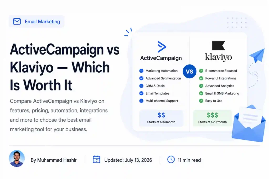 ActiveCampaign vs Klaviyo comparison with author profile