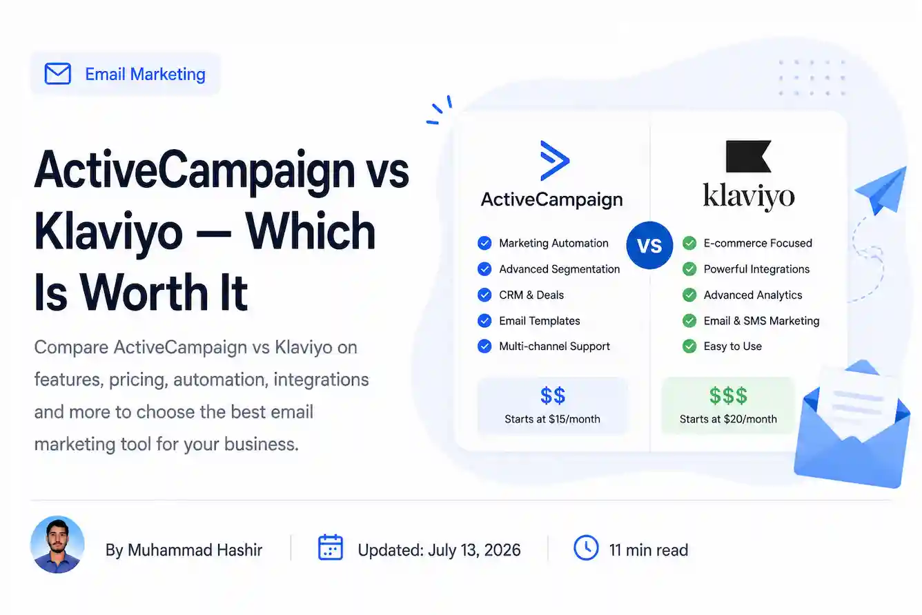 ActiveCampaign vs Klaviyo comparison with author profile
