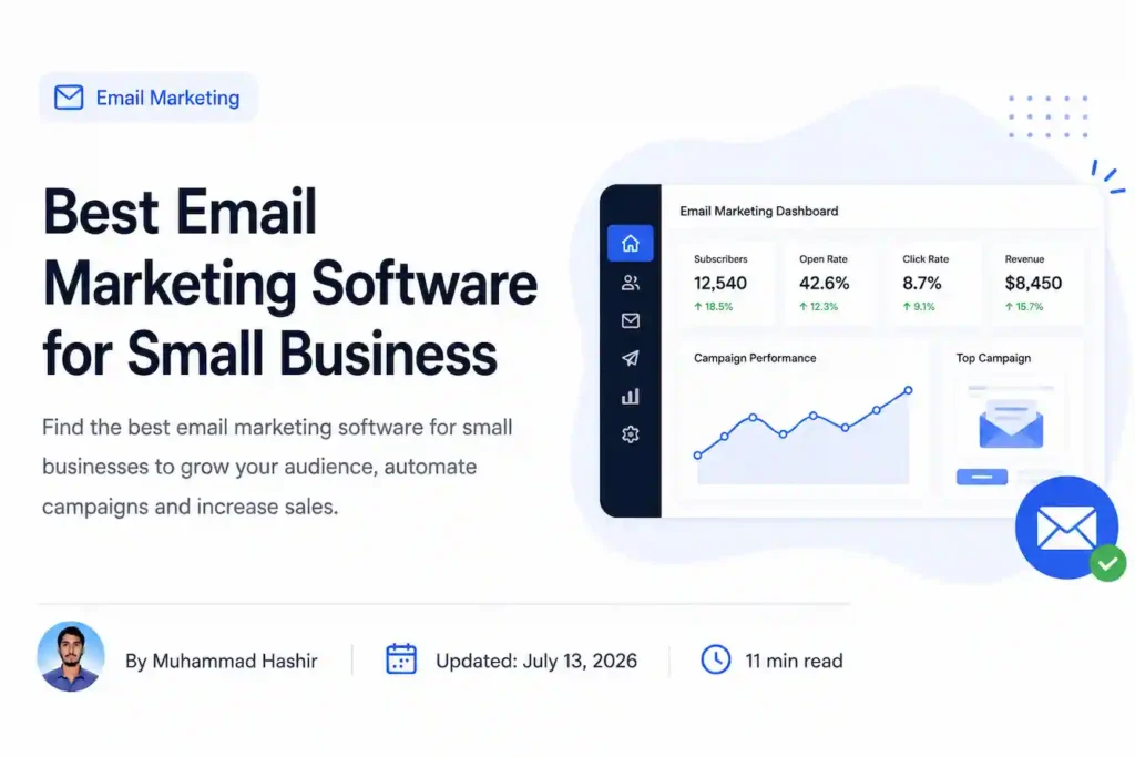 Best email marketing software dashboard for small business with author profile