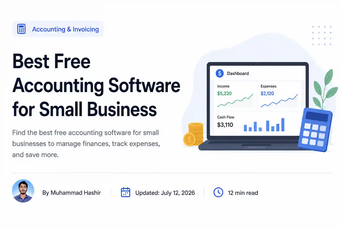 Best free accounting software dashboard for small business with author profile