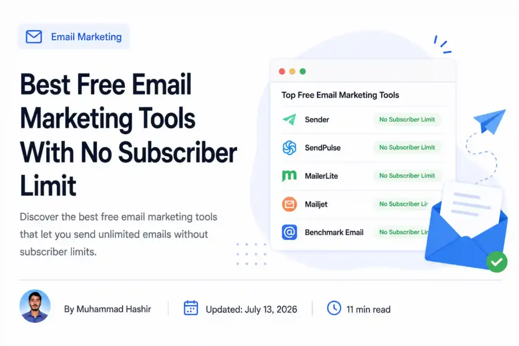 Best free email marketing tools with no subscriber limit and author profile