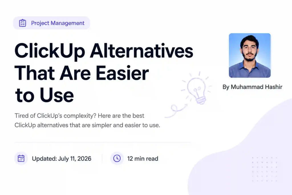 ClickUp alternatives comparison for project management with author profile