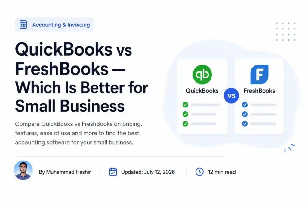 QuickBooks vs FreshBooks accounting software comparison with author profile