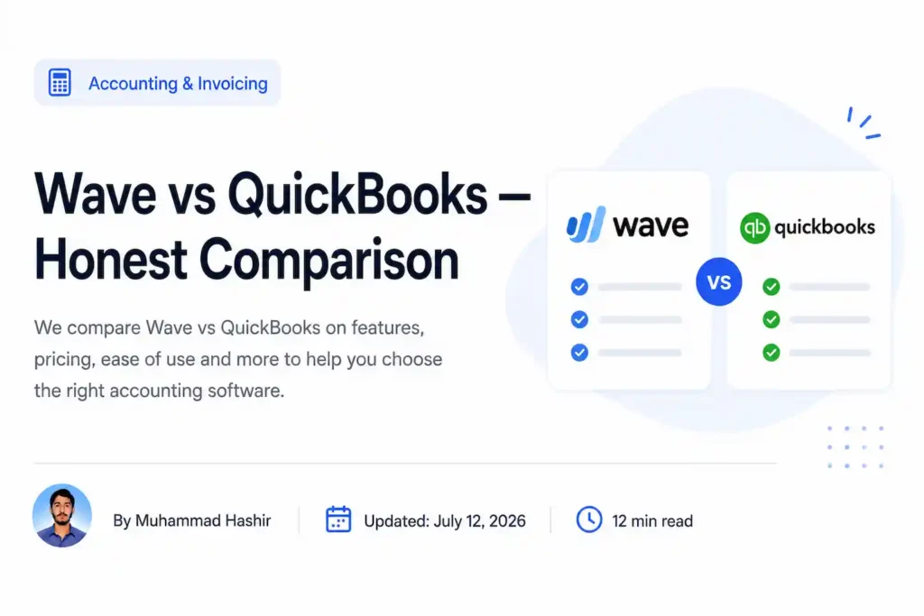 Wave vs QuickBooks accounting software comparison with author profile